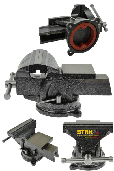 STAXX POWER Germany 80mm 3" 360 Dönerli Taban Özel Alaşım Paslanmaz Çelik Sabit Tezgah Masa Mengenesi Örslü ürün görseli 1