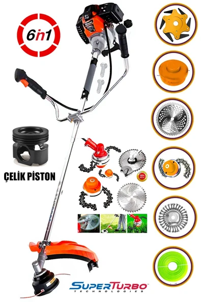 STAXX POWER 6IN1 6 Parça Fonksiyonlu Kömürsüz Seri Benzinli Yan Tip Tırpan Ot Biçme Tırpanı 20HPX Çelik Motor ürün görseli 1