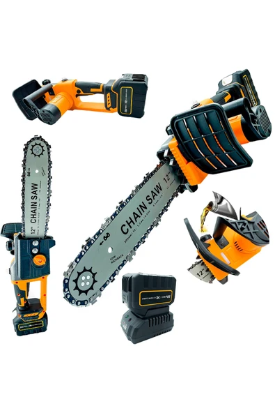 DEKO TURKEY Metal Dişli System Kömürsüz Motor 58v Çift Akülü Dal Budama Bıçkı Testeresi Yağ Pompalı 35cm Palalı ürün görseli 1