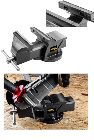 stilmax Germany Pro 80mm 3" Sabit Tabanlı Özel Alaşım Paslanmaz Çelik Sabit Tezgah Masa Mengenesi Örslü ürün görseli 1