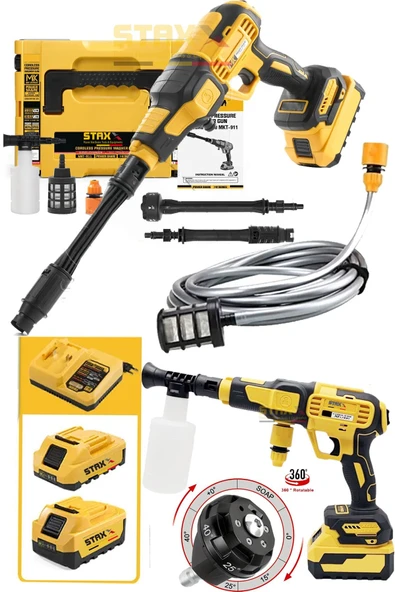 STAXX POWER 21500WH Kömürsüz Titanyum Motorlu Çift Akülü Yüksek Basınçlı Oto Araç Bahçe Yıkama Tabancası Seti ürün görseli 1