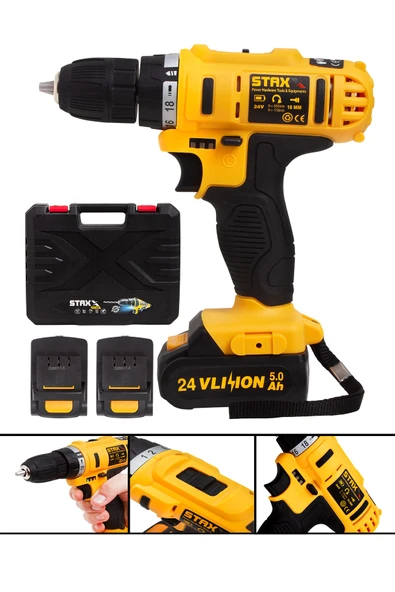 STAXX POWER Multi Speed Bl2401 24v Çift Akülü Şarjlı Vidalama Matkap Seti + 5 Ad Titanyum Uç ürün görseli 1