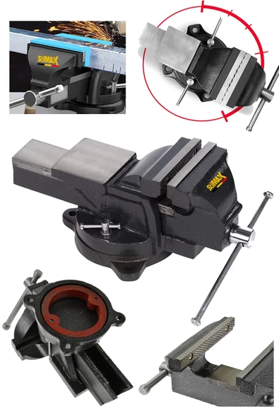 stilmax Germany 125mm 5" 360 Dönerli Taban Özel Alaşım Paslanmaz Çelik Sabit Tezgah Masa Mengenesi Örslü ürün görseli 1