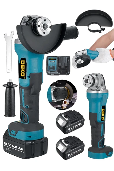 DEKO TURKEY 21v 4 Ah Kömürsüz Titanyum Motor Turbo Şarjlı Samsung Çift Akülü Spiral Taşlama Metal Kesme 125mm ürün görseli 1