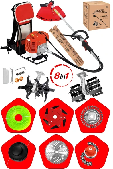 STAXX POWER 8 Başlıklı Çelik Piston Sırt Tipi Benzinli Motorlu Ot Çalı Tırpanı Çim Biçme Makinesi Tırpan Çapalı ürün görseli 1