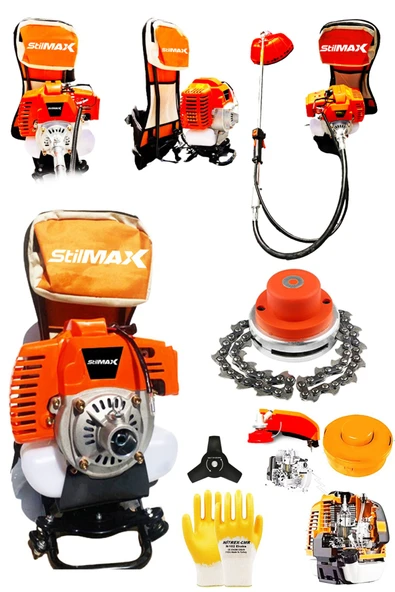 stilmax Turbo Çelik Krank 3hp 63cc Benzinli Sırt Tipi Tırpan Çayır Ot Biçme Makinesi ürün görseli 1