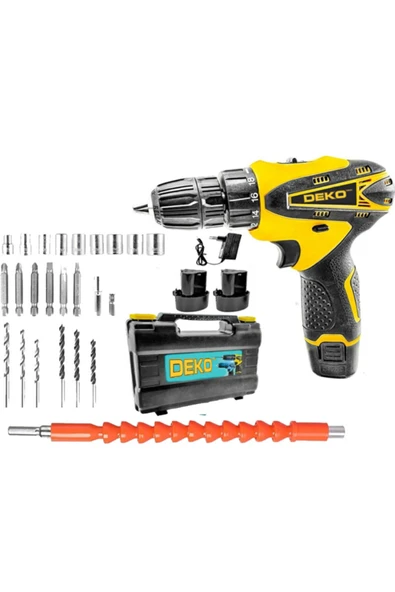 DEKO TURKEY Pro Speed 24 V 4 Ah Metal Şanzuman Çift Akülü Vidalama Armut Şarjlı Matkap + Full Prof. Set Hediyeli ürün görseli 1