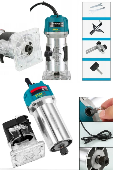 STAXX POWER Bakır Sargılı 3500 Watt Titanyum Motor Mini Freze Formika Traşlama Makinesi 6mm Pens (Devir Ayarsız) ürün görseli 1