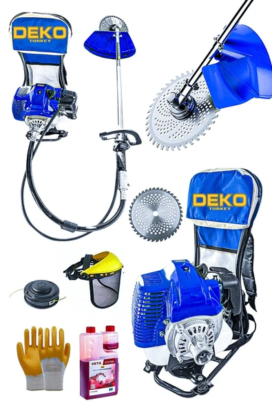 DEKO TURKEY Turbo Motor 2zamanlı Sırt Tipi Tırpan Makinesi Çayır Ot Çalı Çim Biçme 63cc 7.9hp +disk Eldiven Yağ ürün görseli 1