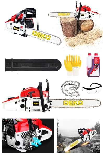 DEKO TURKEY Dkt52yz Ağaç Odun Kesme Bıçkı Makinesi Motorlu Benzinli Testere 52cc 4.3hp + Yağ Zincir Hediyeli ürün görseli 1