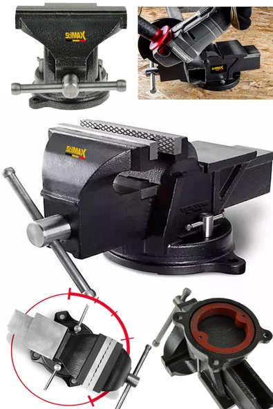 stilmax Germany 150mm 6" 360 Dönerli Taban Özel Alaşım Paslanmaz Çelik Sabit Tezgah Masa Mengenesi Örslü ürün görseli 1