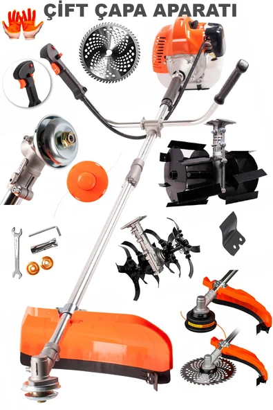 STAXX POWER Süper Seri 14HPX Kömürsüz Motor Çim Ot Çalı Biçme Turbo Benzinli Yan Tırpan + 2 ÇAPA APARATI SETİ ürün görseli 1