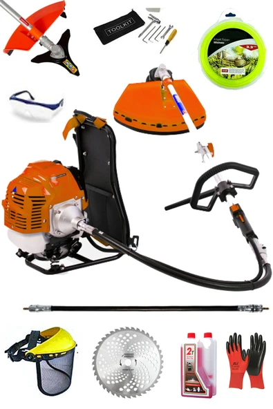 DEKO TURKEY Magnezyum Motor Benzinli Sırt Tipi Tırpan Makinesi Ot Çayır Çalı Kesme Tırpan Makinesi 7.9hp 63cc ürün görseli 1