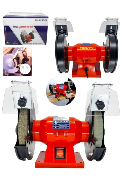 DEKO TURKEY Turbo Motorlu RED Çark Motoru Zımpara Balta Bıçak Bileme Makinesi Taş Motoru Taşlama 150 mm 600W ürün görseli 1