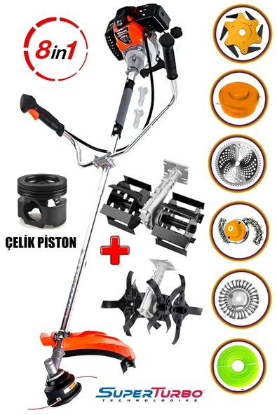 STAXX POWER Alman 20HPX Benzinli Yan Tırpan Ot Çalı Biçme Toprak Çapalama Makinesi 2 Çapa Başlıklı 8 Parça Set ürün görseli 1