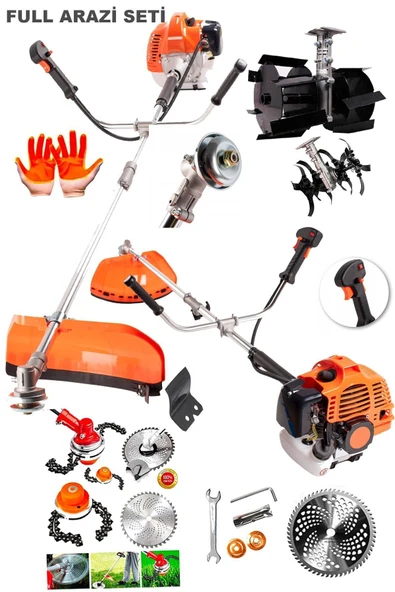 STAXX POWER 20HPX Yan Tipi Benzinli Motorlu Ot Çalı Tırpanı Çim Biçme Makinesi Tırpan Canavar Kafa + 2 Çapa Set ürün görseli 1
