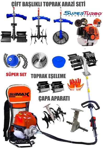 stilmax Germany SUPERTURBO Arazi Seti 20hpx Sırt Tipi Tırpan + 2'litoprak Eşeleme + Akrobat Çapa Aparatı ürün görseli 1