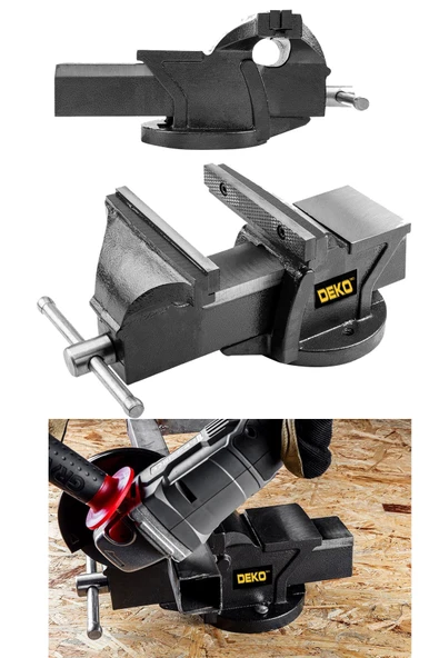 DEKO TURKEY Premium Pro 100mm 4" Sabit Tabanlı Özel Alaşım Paslanmaz Çelik Sabit Tezgah Masa Mengenesi Örslü ürün görseli 1