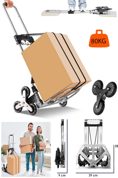 stilmax 80KG Kapasiteli Merdiven Çıkabilen Taşıma Arabası - Hafif, Dayanıklı ve Pratik Koli Yük Taşıma Araba ürün görseli 1