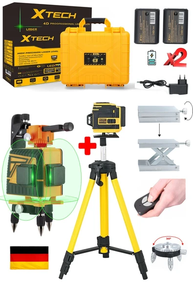 stilmax Yüksek Hassasiyetli x2 Çift Akülü Lazer Hizalama Makinesi 12 Çizgi Yeşil Lazer Işınlı Tripot Set ürün görseli 1