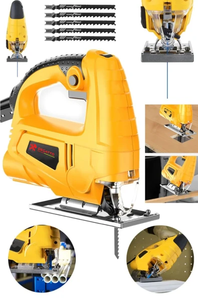 DEGATTO Alman Metal Dişli 6 Kademe Devirli Bakır Sargılı Dekupaj Testere Makinesi 5000W + 5 Bıçak Hediyeli ürün görseli 1