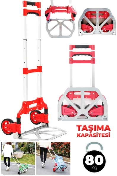 STAXX POWER Ft80eb 80kg Kapasiteli Teleskopik, Katlanır El Arabası Koli Yük Paket Taşıma El Arabası 80kg ürün görseli 1
