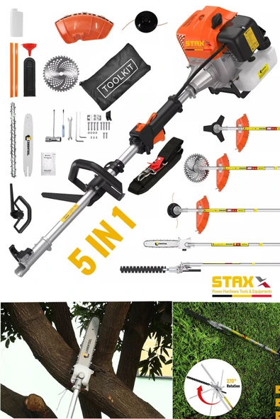 STAXX POWER 20HPX SuperTurbo Çok Fonksiyonlu 5Li Kafa Benzinli Tırpan + Çit + Çim + Testere Seti Ot Biçme Mak ürün görseli 1