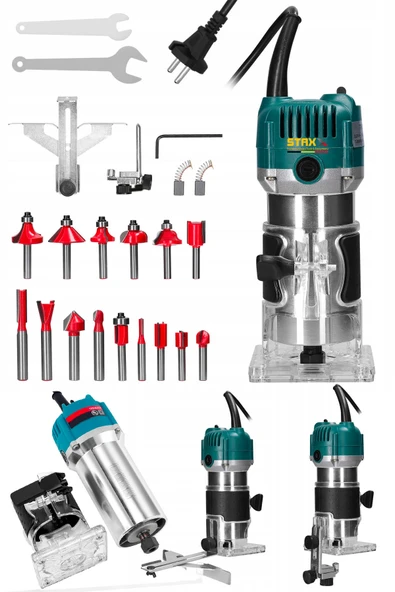 STAXX POWER 3500 Watt Mini Freze Formika Traşlama Makinesi 6mm Pens (Devir Ayarsız) + 12 Parça Freze Ucu ürün görseli 1