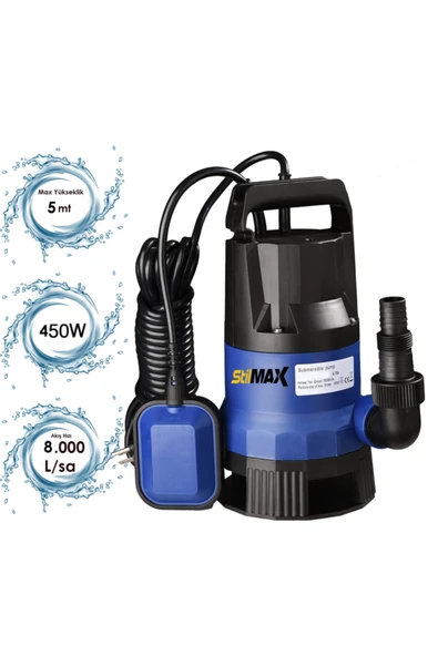 stilmax Qsb450 450w Plastik Gövdeli Kirli Ve Temiz Su Dalgıç Pompa Seti Şamandıralı Otomatik Paket ürün görseli 1