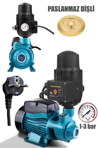 DEKO TURKEY Elektrikli 220V Otomatik Sistem Metal Dişli Bakır Sargılı Su Pompası 0.50HP Ev Tipi Paket Hidrofor ürün görseli 1