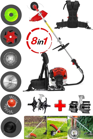 stilmax Full Set 8 Başlıklı Arazi Seti Benzinli Sırt Tipi Tırpan Ot Çalı Çim Kenar Biçme Tırpanı Çapalama ürün görseli 1