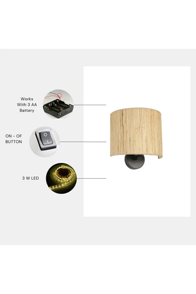 Lumexx YENİ BAMBU PİLLİ 010 ABAJURLU OVAL APLİK ürün görseli 1
