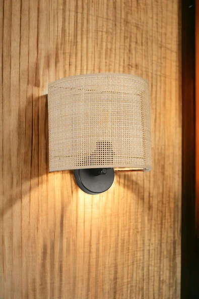 Lumexx YENİ ÖRGÜLÜ PİLLİ RATTAN ABAJURLU OVAL APLİK ürün görseli 1
