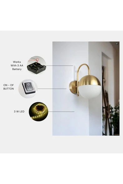 Lumexx YENİ KÜRE PİLLİ APLİK ESKİTME BEYAZ CAMLI ürün görseli 1