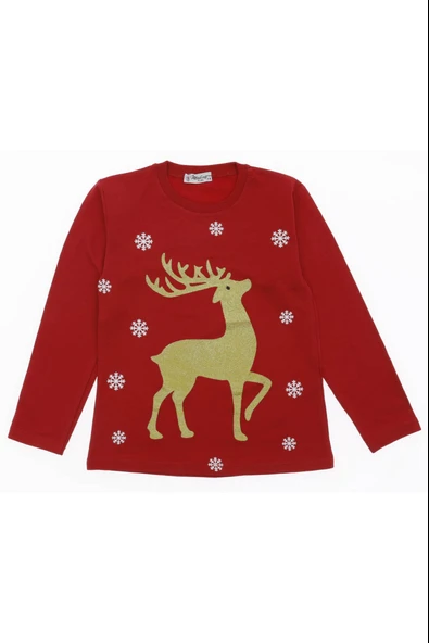 Kız Çocuk Sweatshirt Baskılı Noellik Şardonlu Kışlık ürün görseli 1