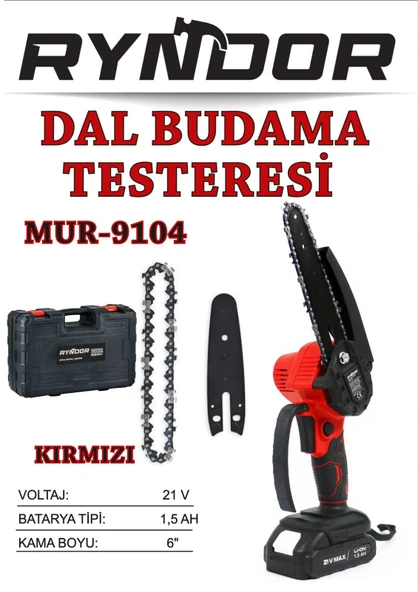 RYNDOR AKÜLÜ BUDAMA ÇİFT AKÜ 18 VOLT 1.5 AMPER ürün görseli 1