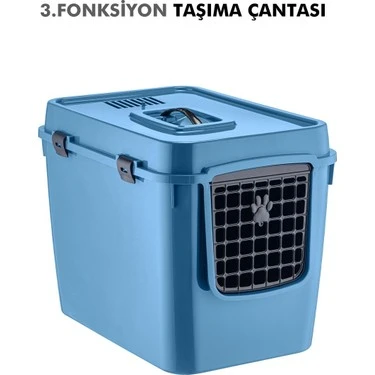 MASKOT ÜSTTEN KAPAKLI KAPALI KEDİ TUVALETİ MAVİ ürün görseli 1