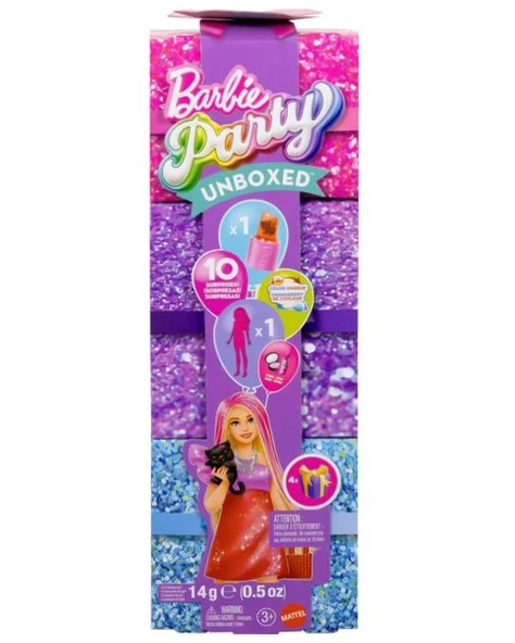 Barbie Party Unboxed Kırmızı Işıltılı Bebek JFY68 ürün görseli 1
