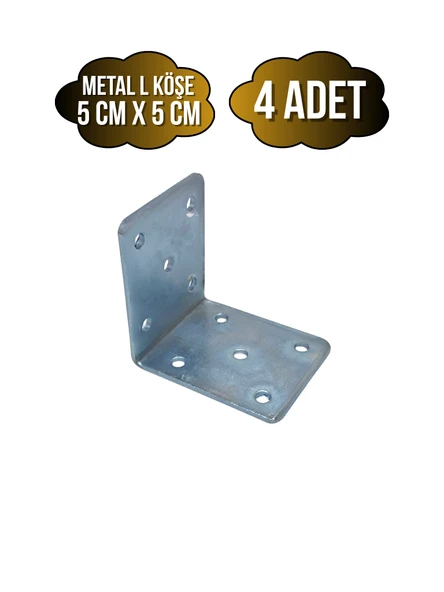 L Bağlantı Demiri Dolap Köşe Bağlantı Demiri(METAL)(ÖLÇÜLER:50*50*40MM) Gri METAL - 4 ADET ürün görseli 1