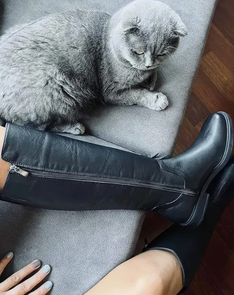 Ayakdaş Binici Düz Taban Hakiki Deri Kadın Çizme ürün görseli 1