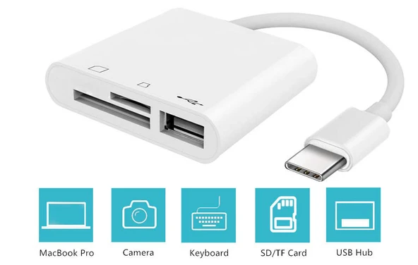 Anunnaki USB Type-C 3in1 Micro SD TF Hafıza Kartı Okuyucu USB Çevirici Kamera Macbook Matebook ürün görseli 1