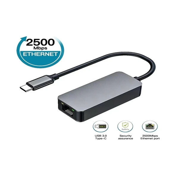 Anunnaki USB Type‑C to RJ45 2.5Gbps Gigabit Ethernet Adaptörü 2.5G | 2500 Mbps Hız, Gigabit / 2.5G Uyumlu ürün görseli 1