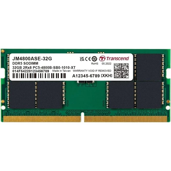 TRANSCEND 32GB DDR5 4800MHZ CL22 NOTEBOOK RAM VALUE JM4800ASE-32G ürün görseli 1