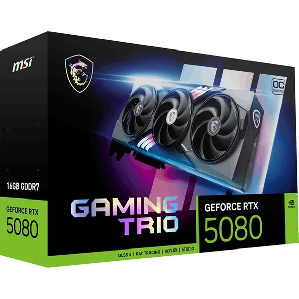 MSI RTX 5080 16GB GAMING TRIO OC 16GB GDDR7 256BİT HDMI-DP PCIe5.0 ürün görseli 1