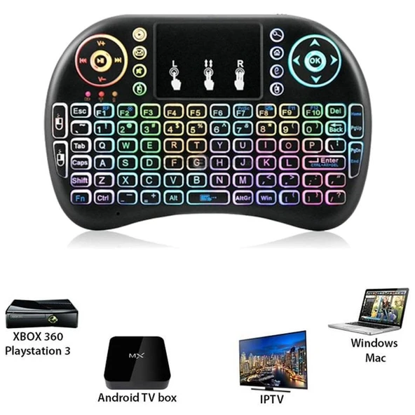 Sepetinegelsin Işıklı Mini Klavye Mouse Smart Tv Box Şarjlı Oyuncu Klavye ürün görseli 1