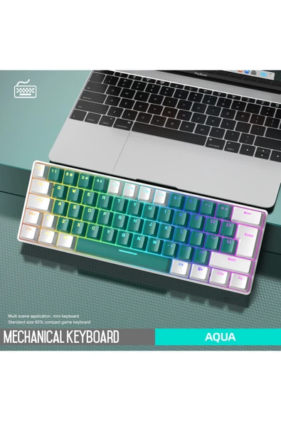 FreeWolf T60 Mini Rgb Oyun Klavyesi Gaming Mekanik 62 Tuşlu 18 Rgb Led Usb Tip-c Kablosu ürün görseli 1