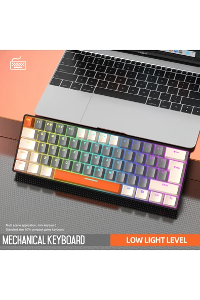 FreeWolf T60 Mini Rgb Oyun Klavyesi Gaming Mekanik 62 Tuşlu 18 Rgb Led Usb Tip-c Kablosu ürün görseli 1