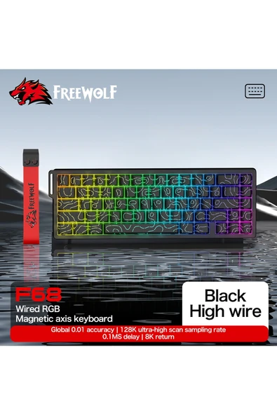 FreeWolf F68 Pro Oyun Klavyesi Manyetik Switch 3 Modlu Kablosuz Bluetooth Kablolu, 8K/1K RGB Klavye ürün görseli 1