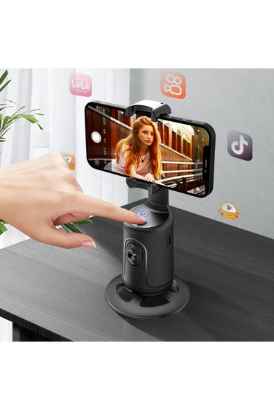 silabor Selfie Gimbal Telefon Tutucu Akıllı AI Yüz Tanıma 360° Cep Telefonu Sabitleyici Canlı Fotoğraf ürün görseli 1