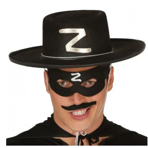 Z Logolu Yetişkin Zorro Şapkası ve Zorro Maskesi ürün görseli 1